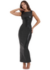 Slit PU Leather Long Formal Dress