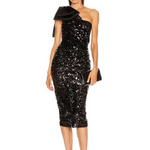 Black One-Shoulder Sequin Dress