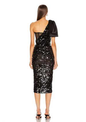 Black One-Shoulder Sequin Dress